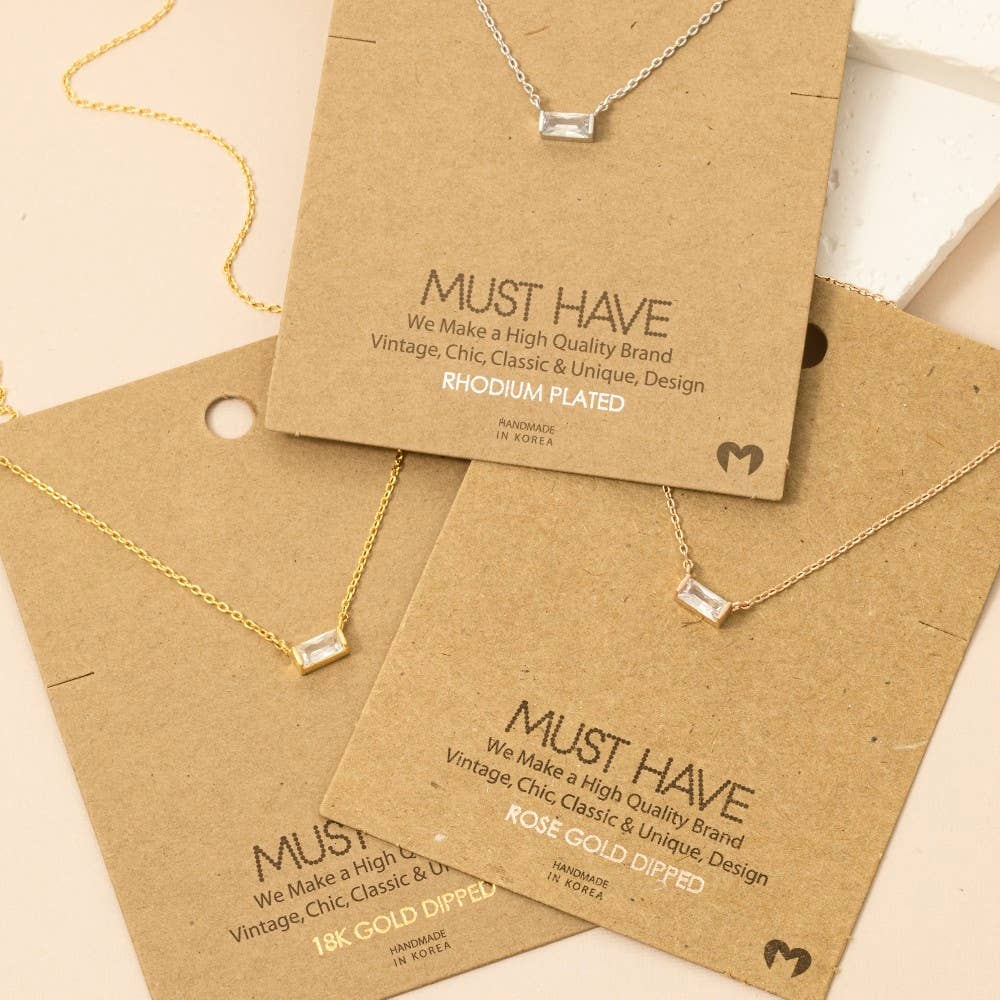 Mini Stud Rhinestone Pendant Necklace