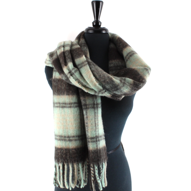 Wide Fuzzy Plaid Scarf