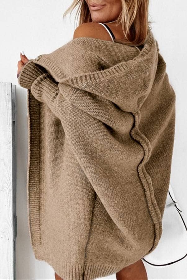Exposed Seam Hooded Long Cardigan