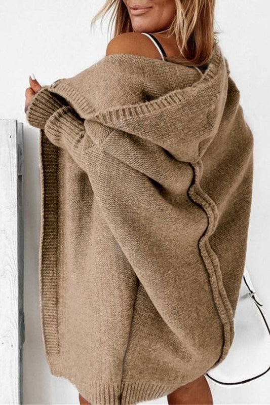Exposed Seam Hooded Long Cardigan