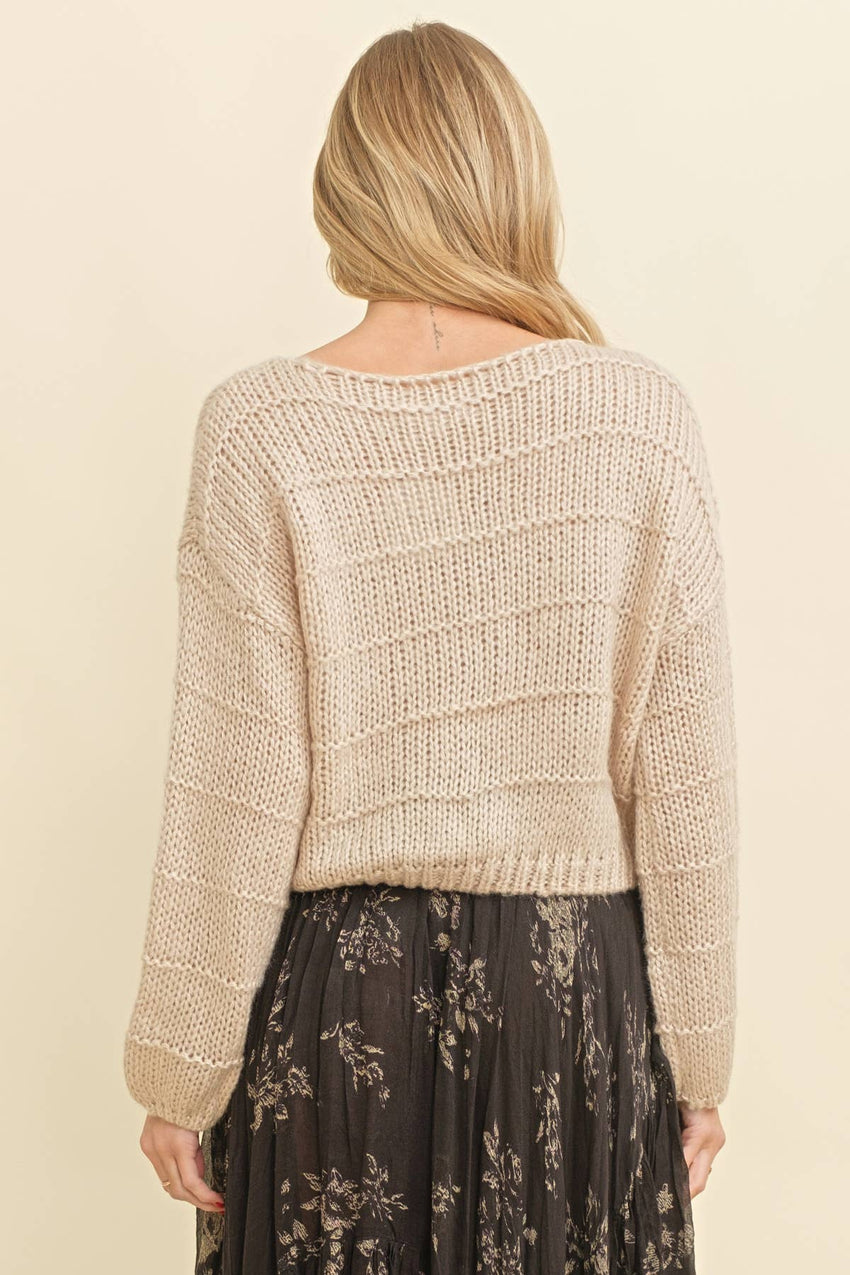 Open Knit Ribbed Sweater