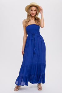 Tiered Ruffle Strapless Maxi Dress