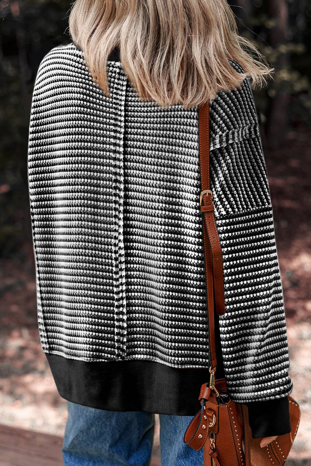 Stripe Ribbed Oversized Long Sleeved Top