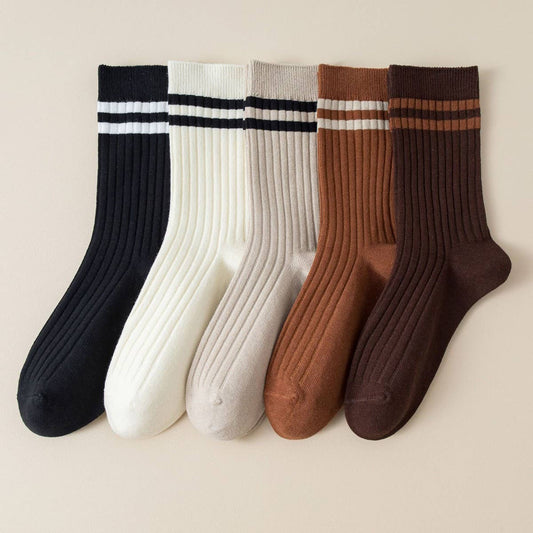 Classic Two Stripes Print Crew Socks.