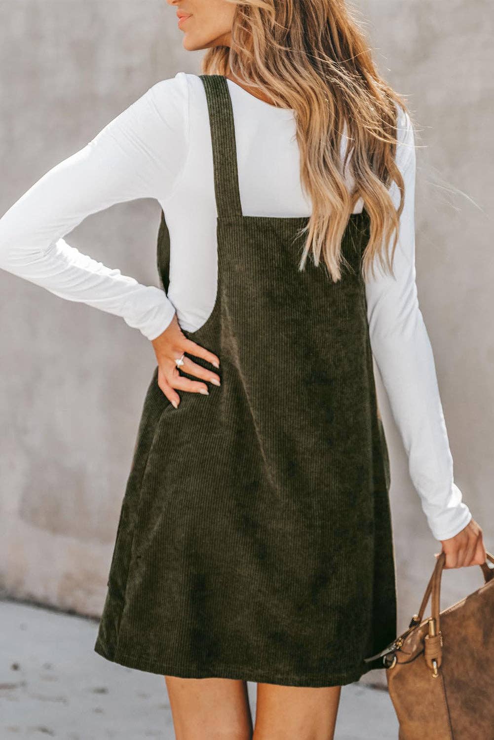 Corduroy Sleeveless Pocketed Overall Dress