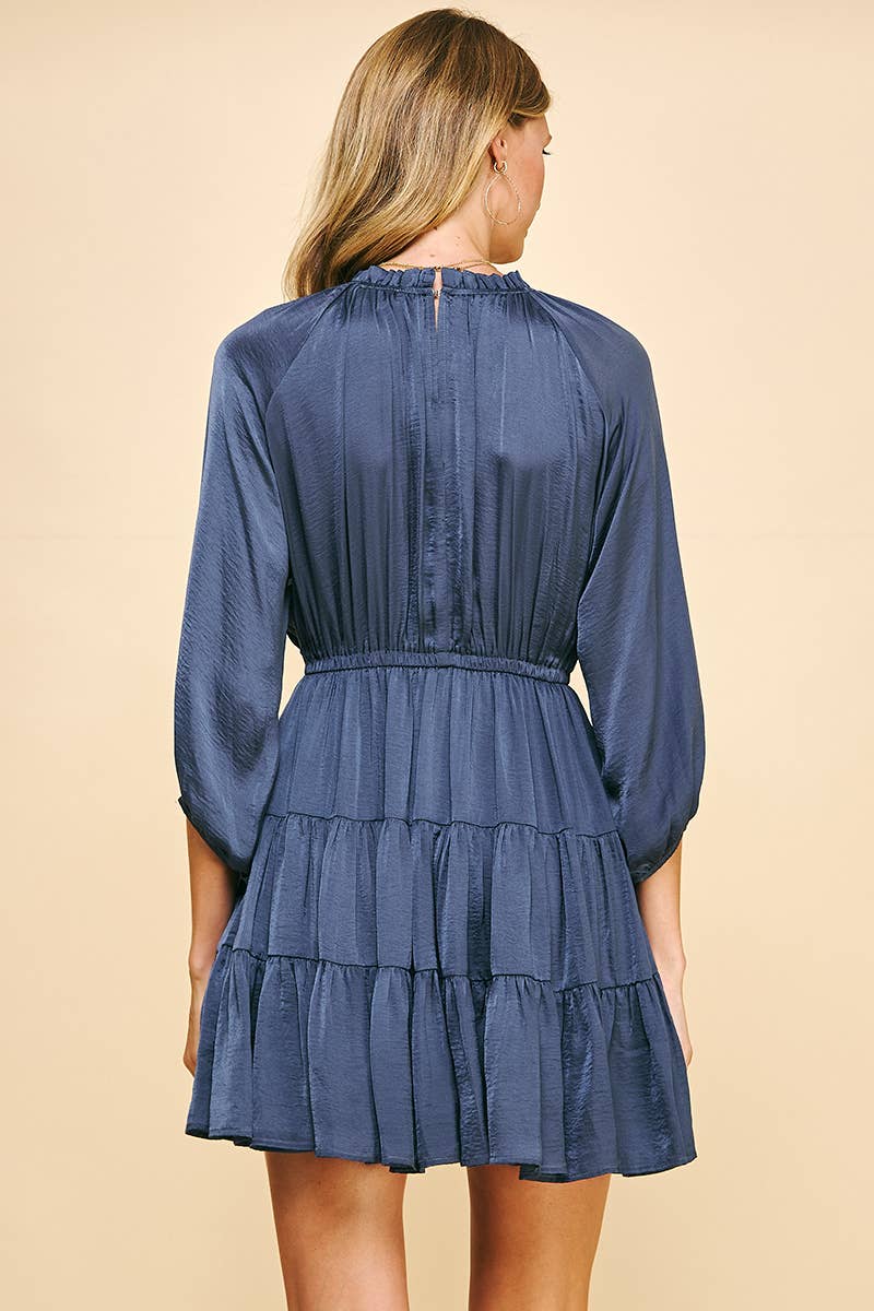 Tiered Satin Mini Dress