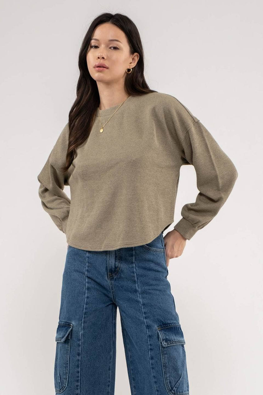 Ruched Back Long Sleeve Top
