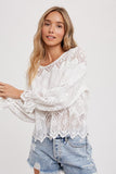 Scalloped Hem Embroidered Lace Top