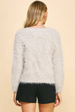V-neck Fuzzy Pullover Sweater