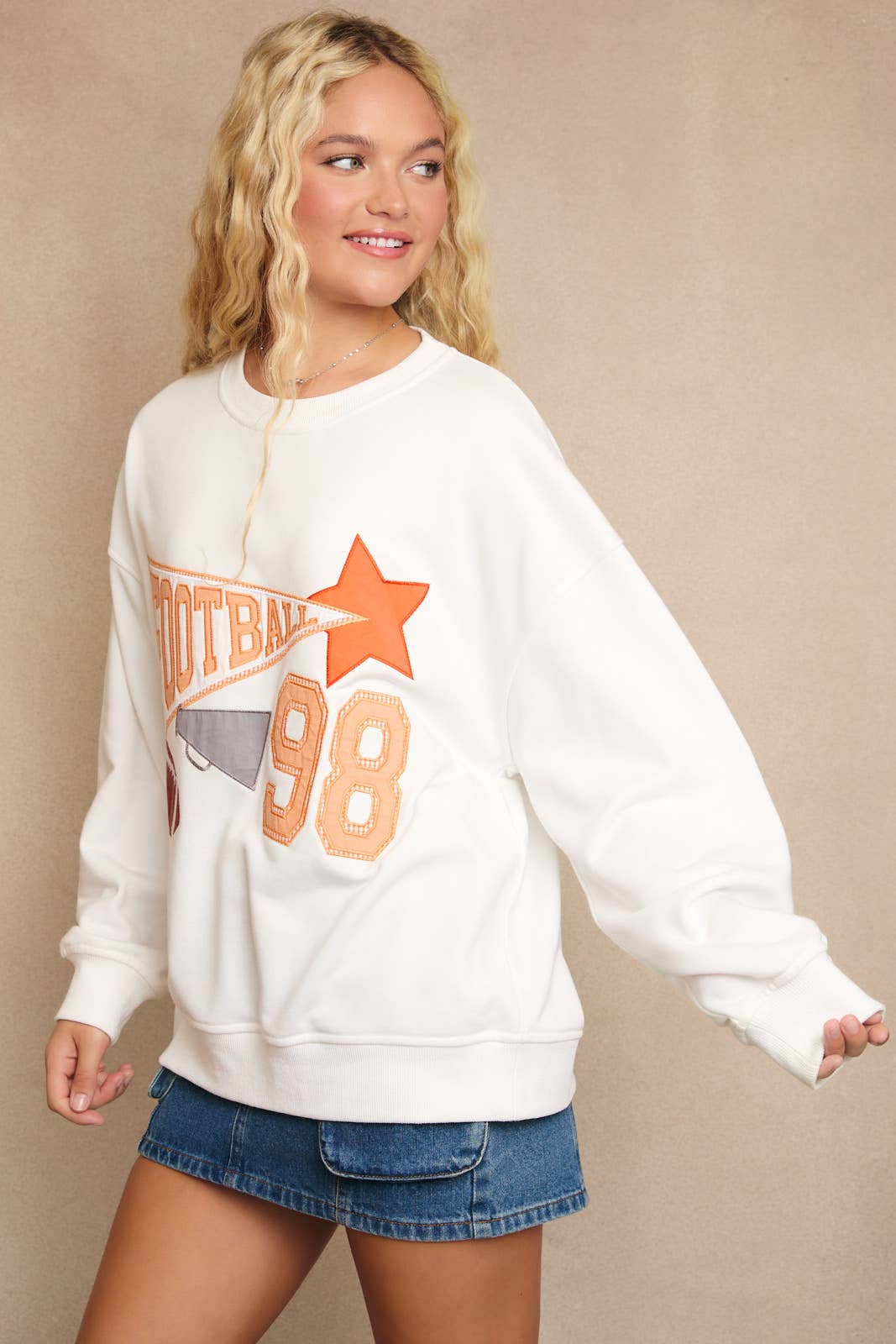 Football Oversized Patchwork Sweatshirt