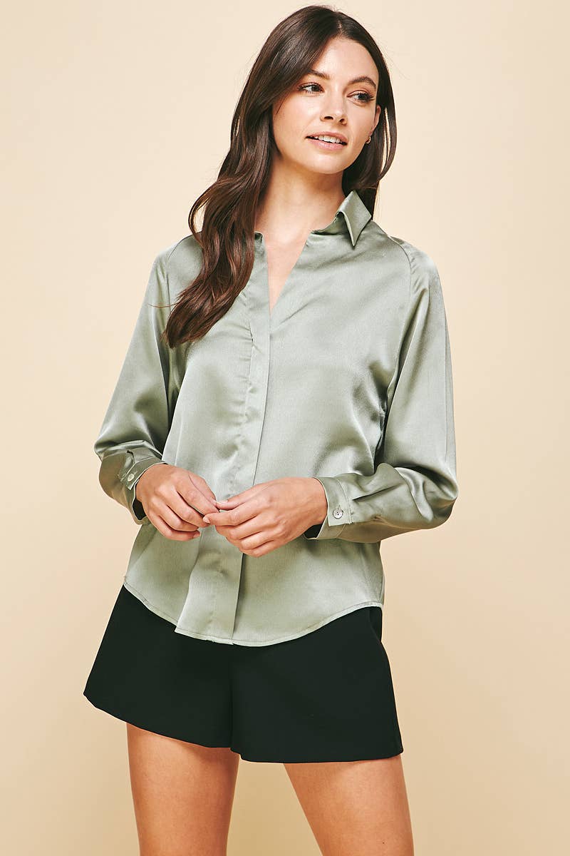 Collared Satin Top