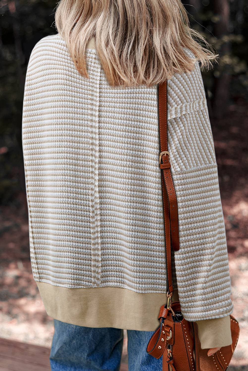 Stripe Ribbed Oversized Long Sleeved Top
