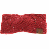 Sequin Brioche Cable Knit C.C Head Wrap HW2073: Black