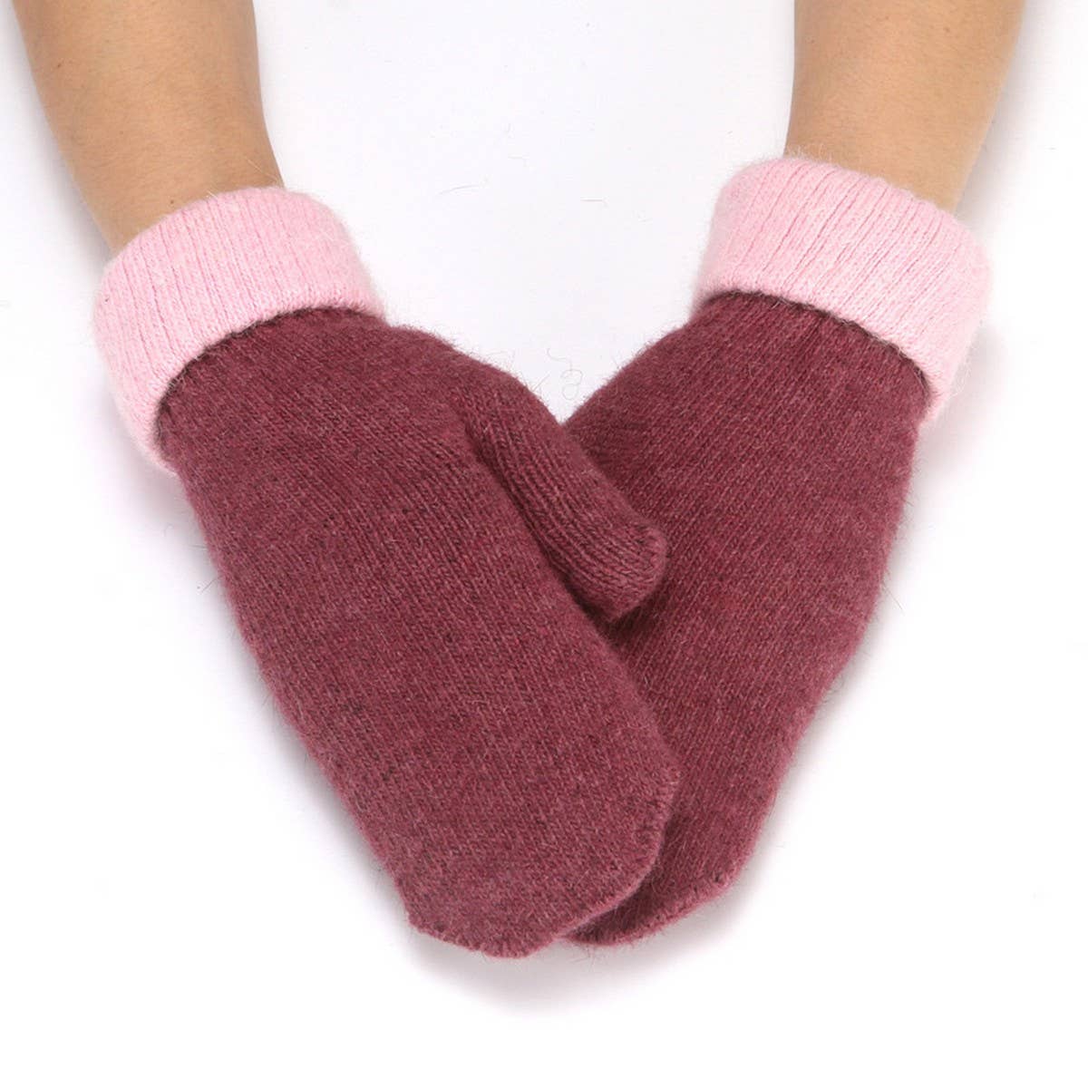Two Tone Mitten Knitted Gloves