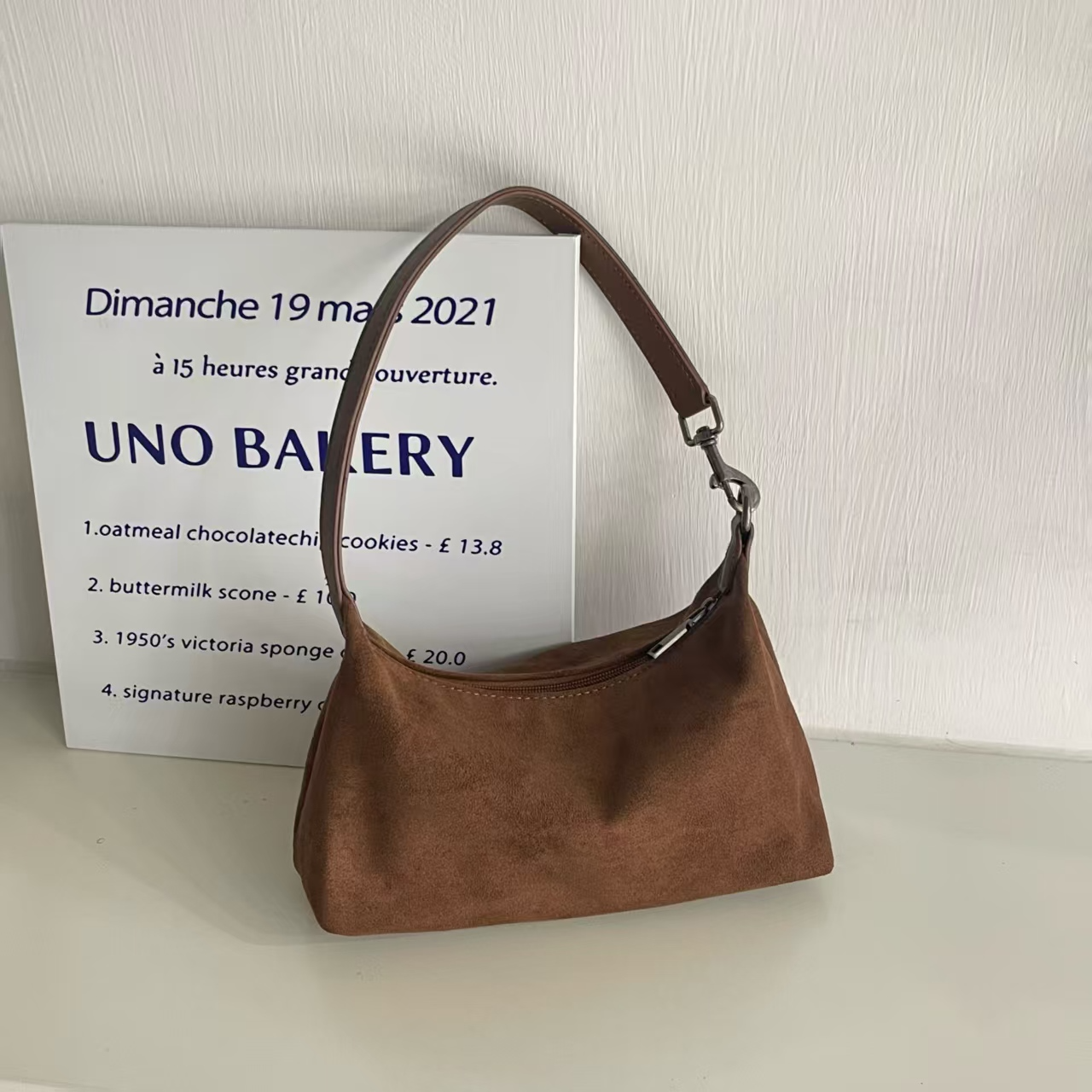 Suede-Like Microfiber Leather Shoulder/Crossbody Bag