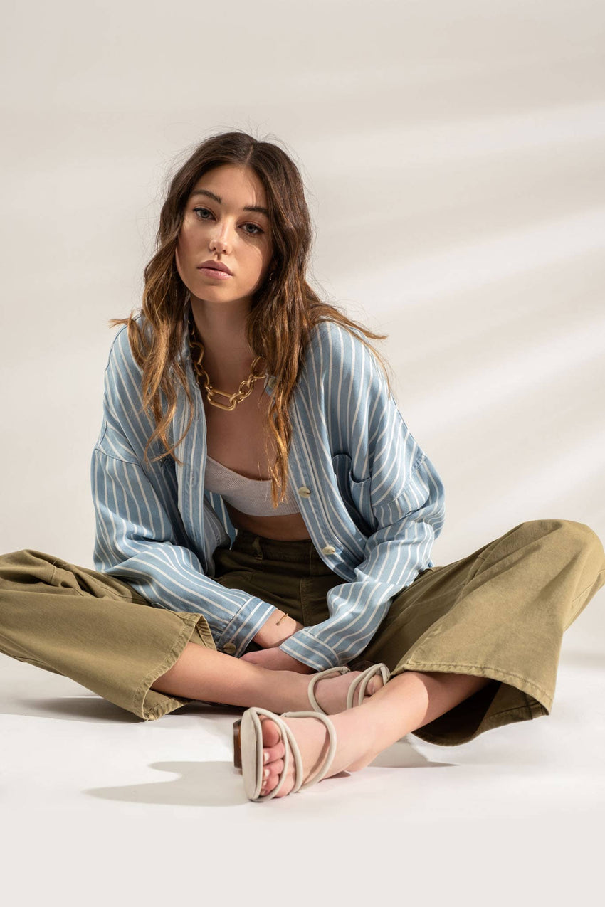 Striped Button Down Shacket