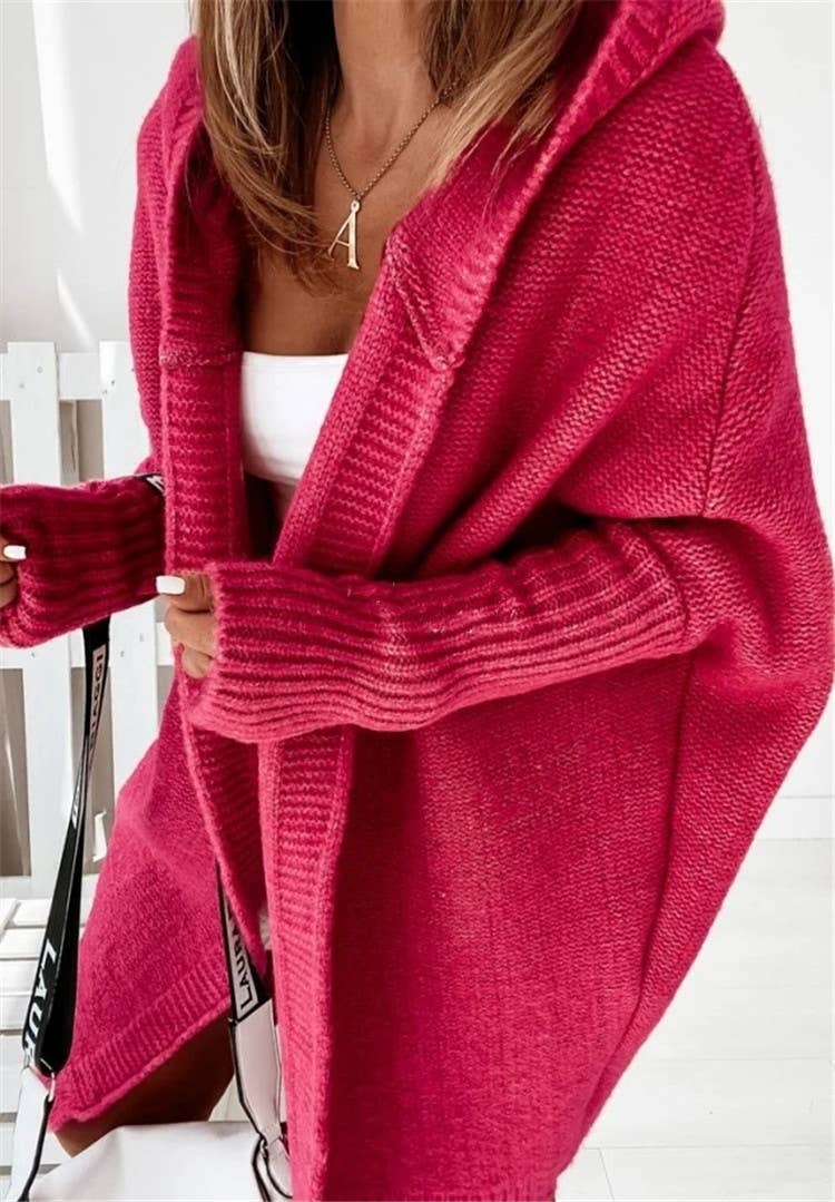 Exposed Seam Hooded Long Cardigan