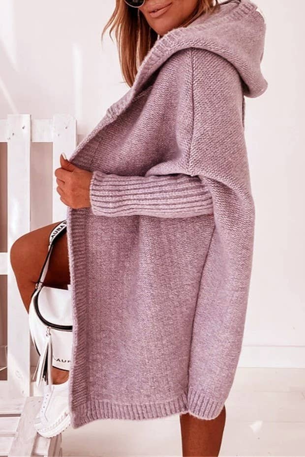 Exposed Seam Hooded Long Cardigan