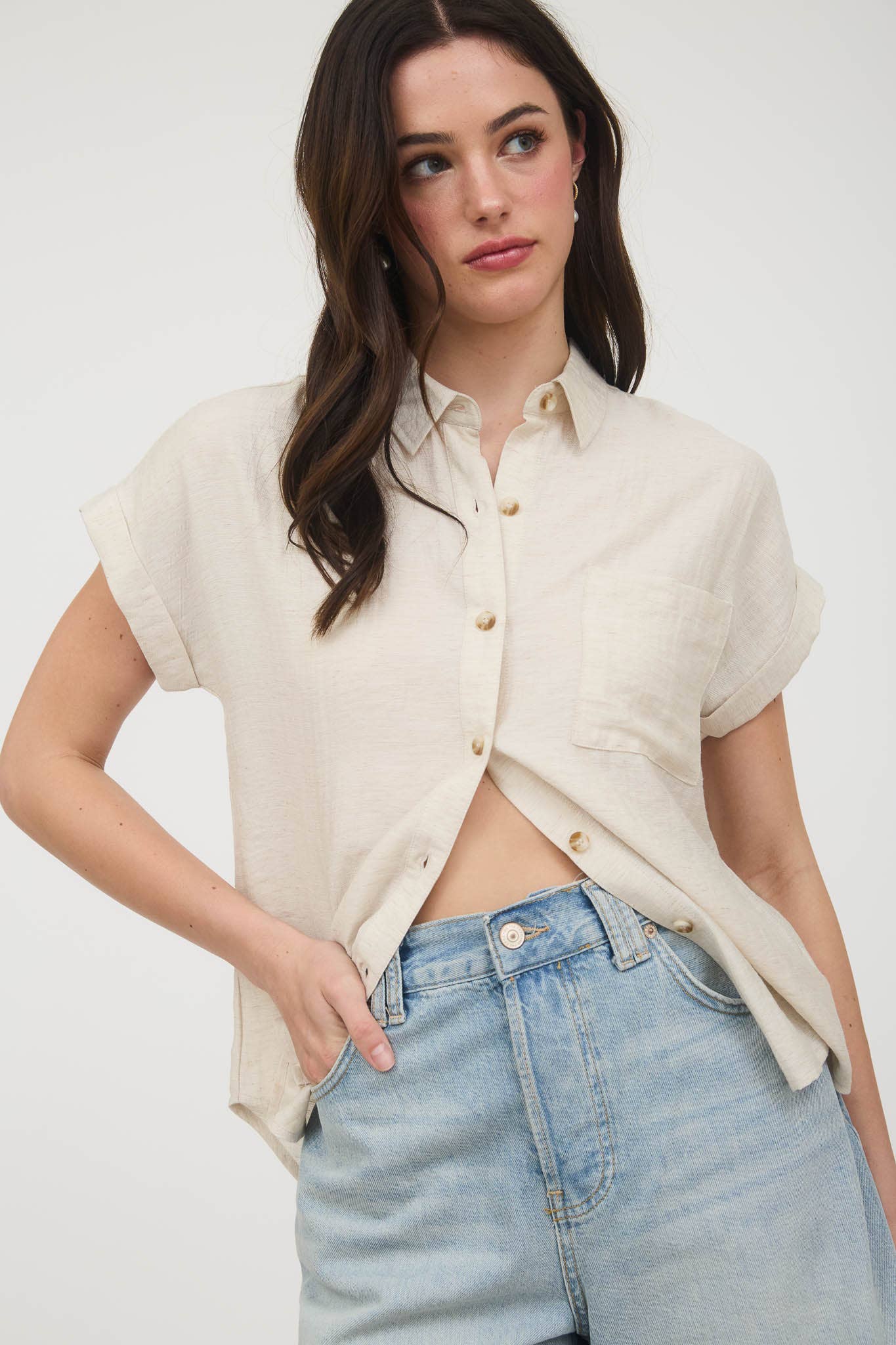 Collared Cuff Sleeve - Beige