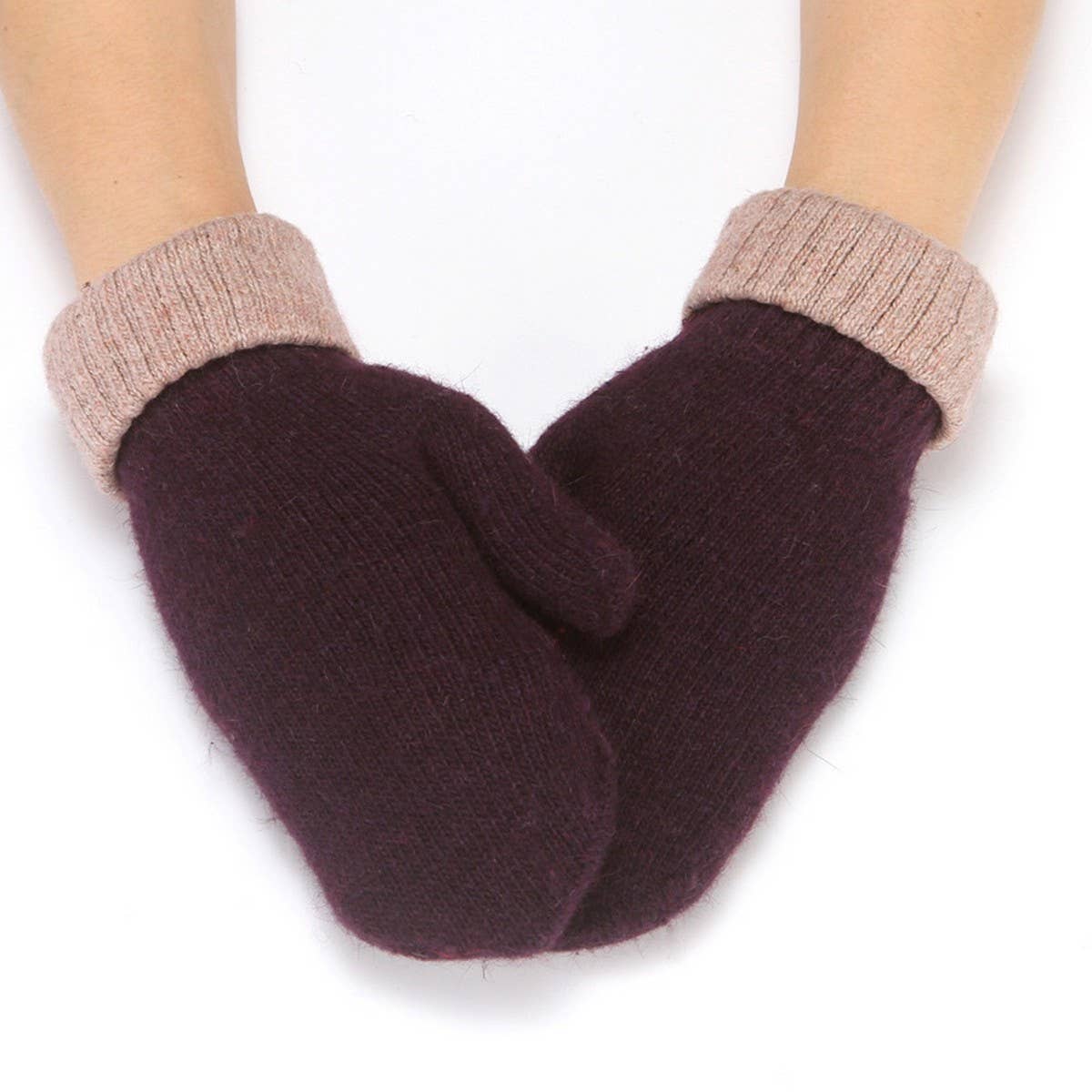 Two Tone Mitten Knitted Gloves
