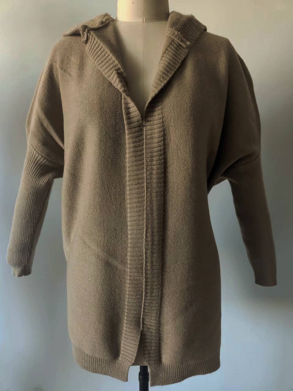 Exposed Seam Hooded Long Cardigan