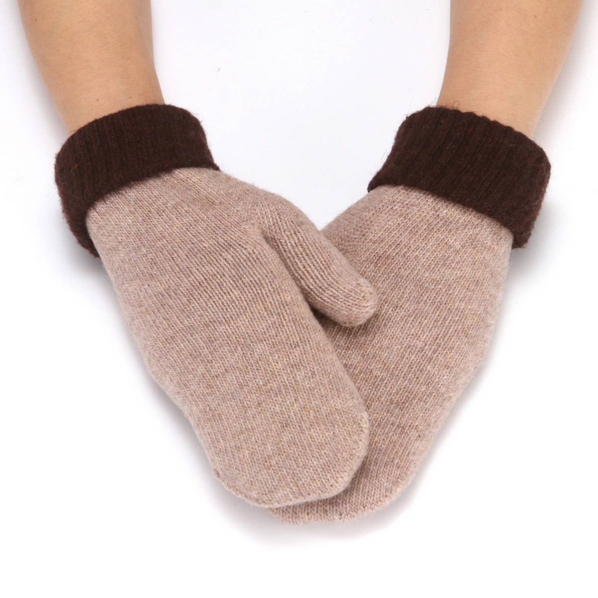 Two Tone Mitten Knitted Gloves