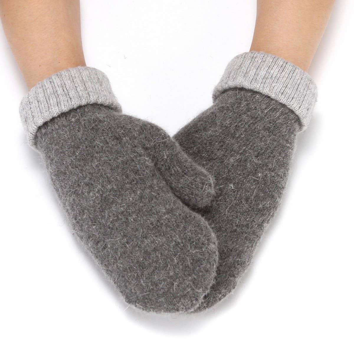 Two Tone Mitten Knitted Gloves
