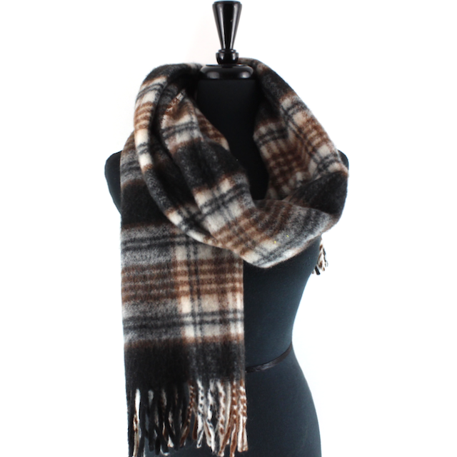 Wide Fuzzy Plaid Scarf
