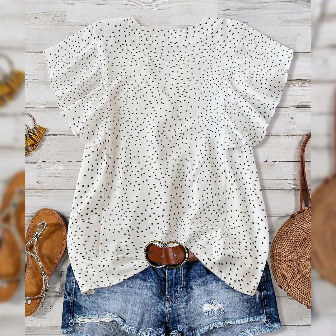 Sleeveless V-Neck Polka Dot Top