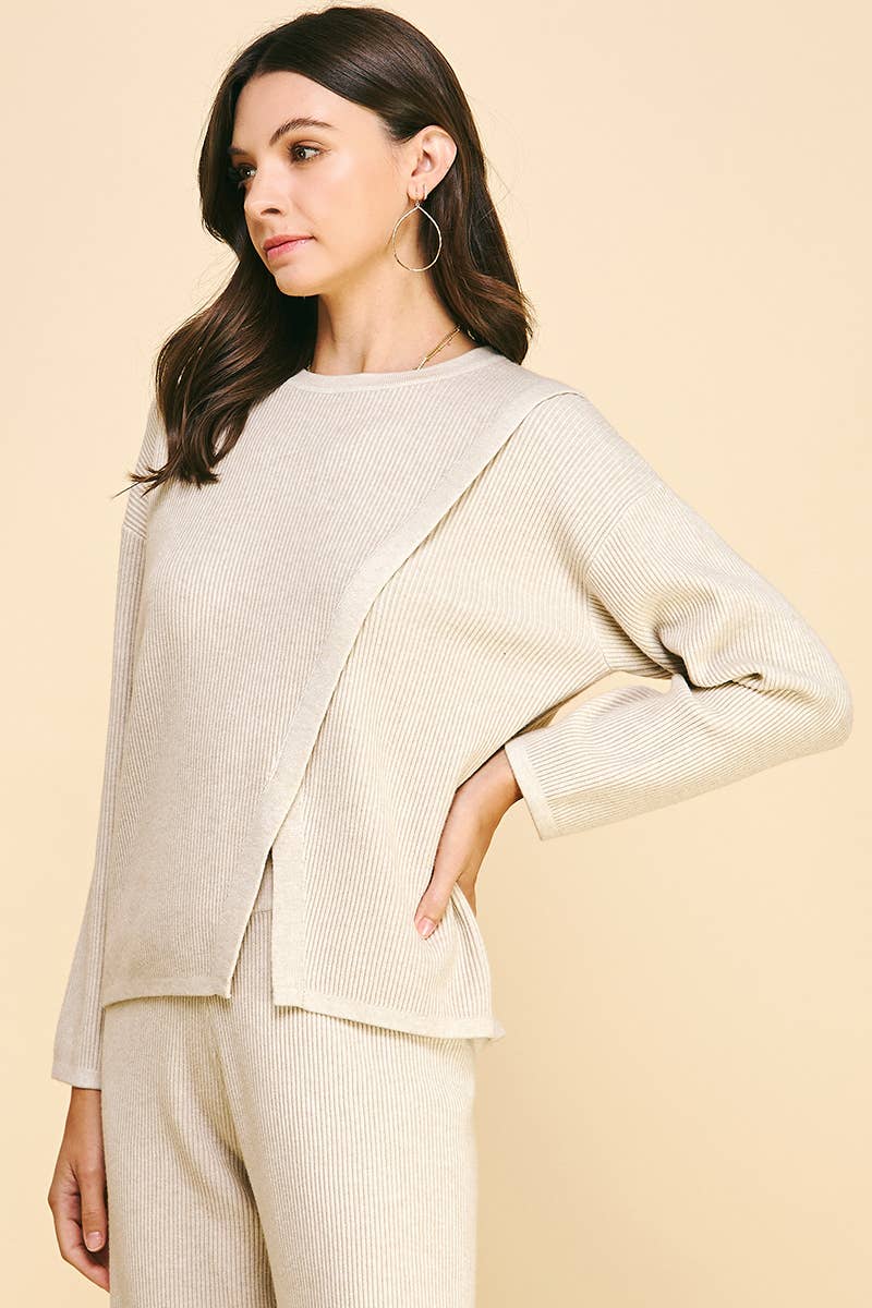 Front slit sweater pullover