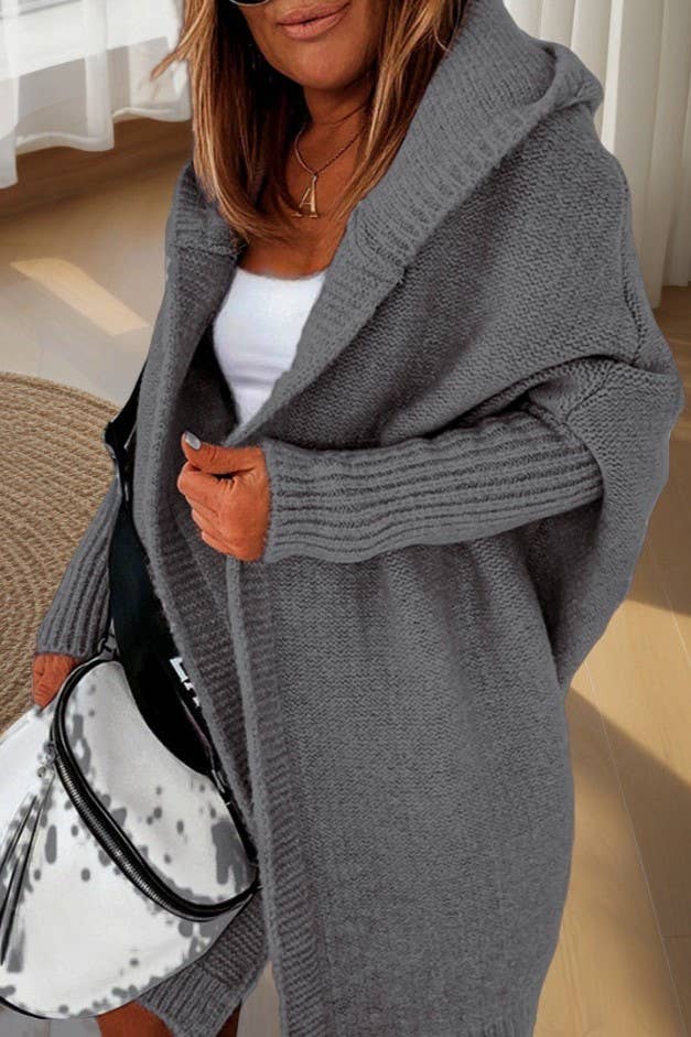 Exposed Seam Hooded Long Cardigan