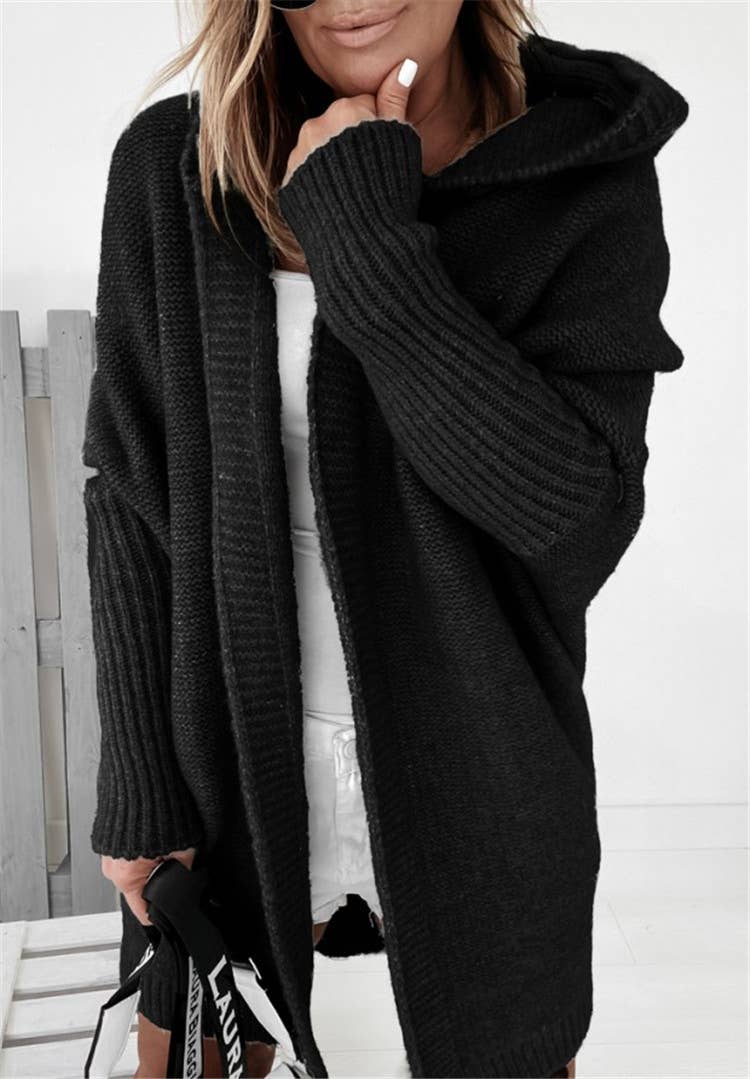 Exposed Seam Hooded Long Cardigan