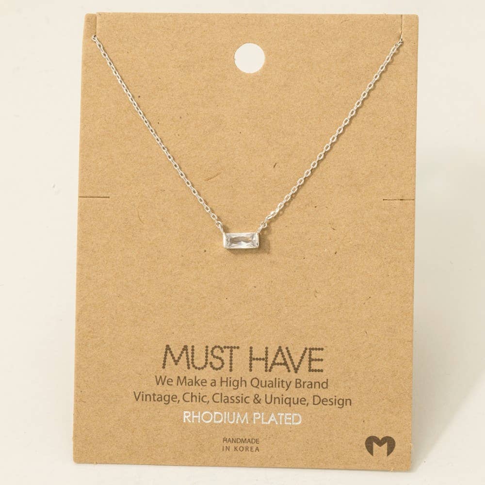 Mini Stud Rhinestone Pendant Necklace