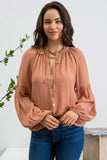 Long Sleeve Peasant Woven Top