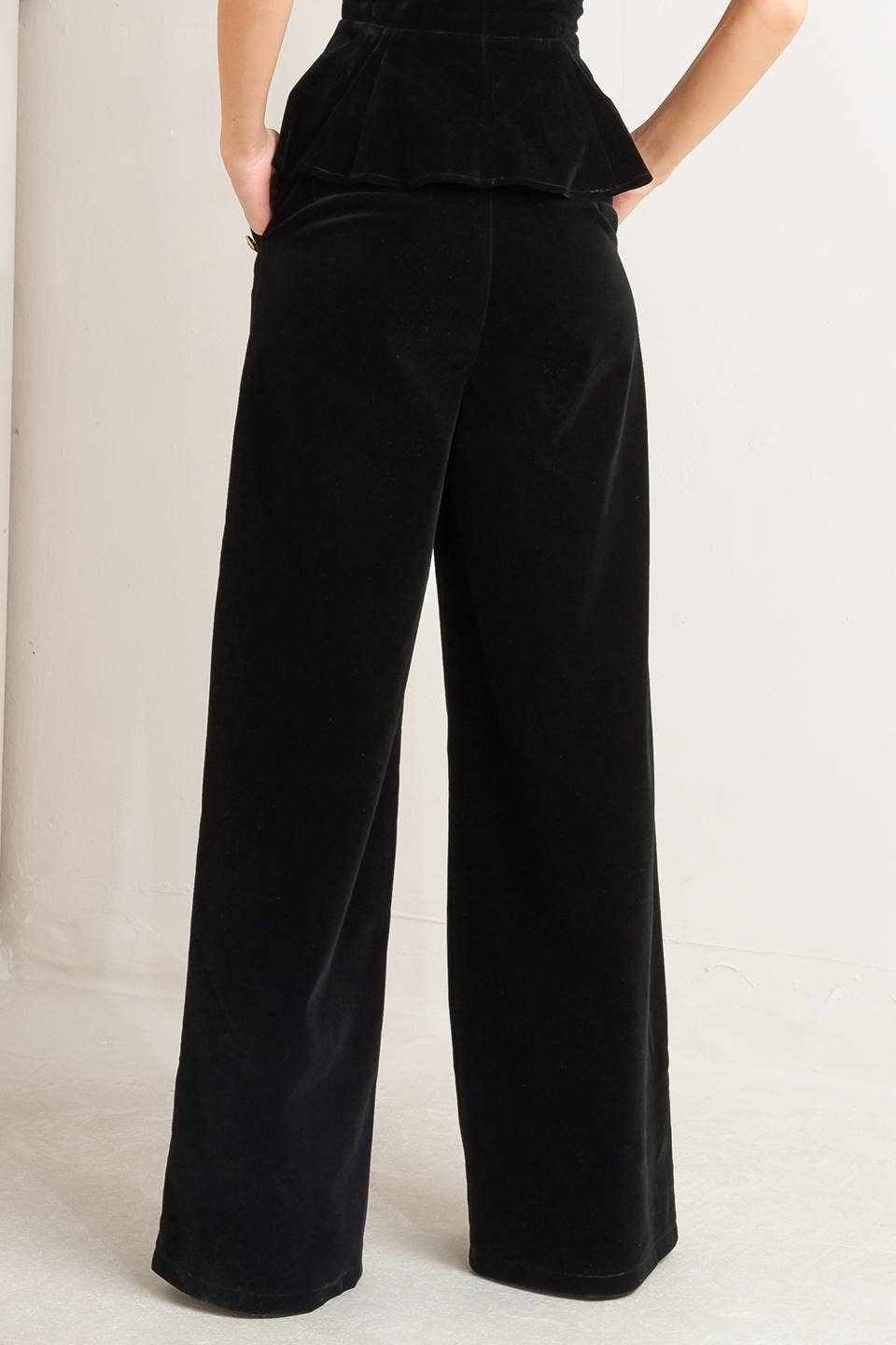 Black Velvet Pant with Gold Buttons