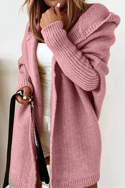 Exposed Seam Hooded Long Cardigan