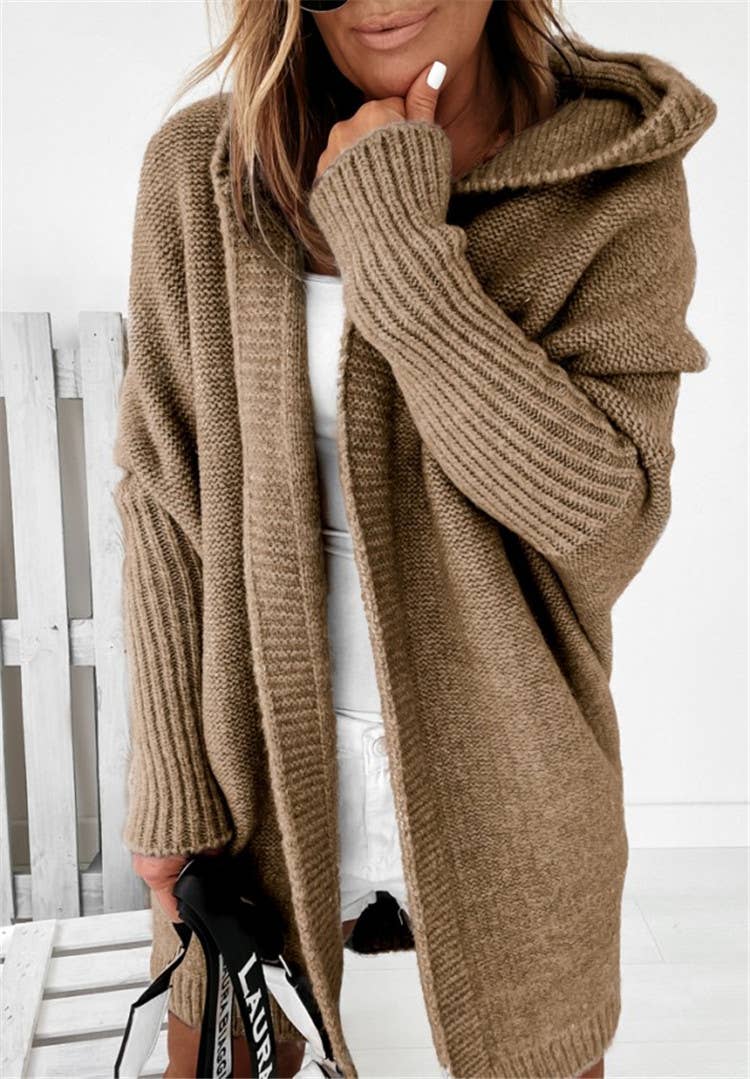 Exposed Seam Hooded Long Cardigan
