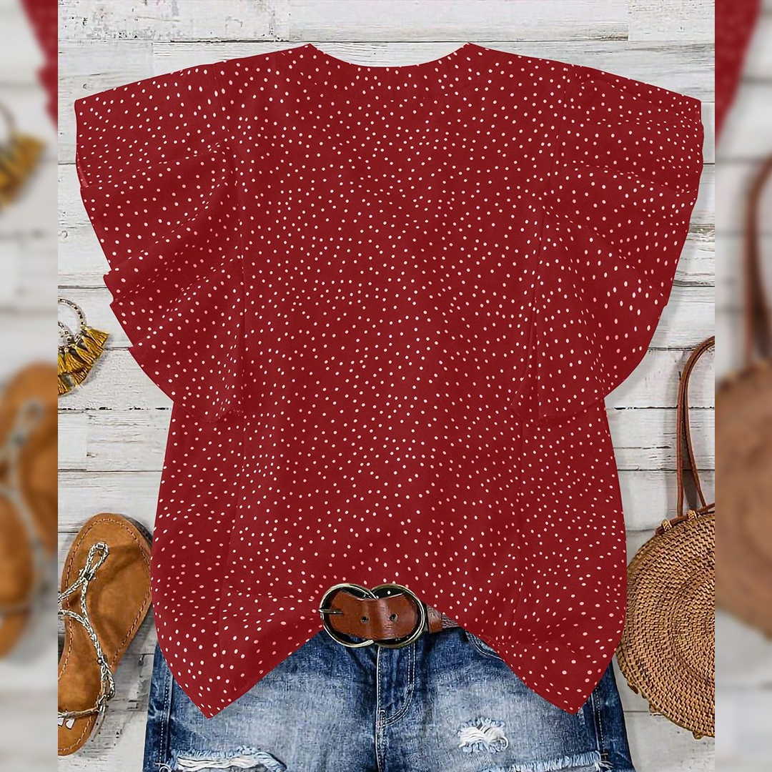 Sleeveless V-Neck Polka Dot Top