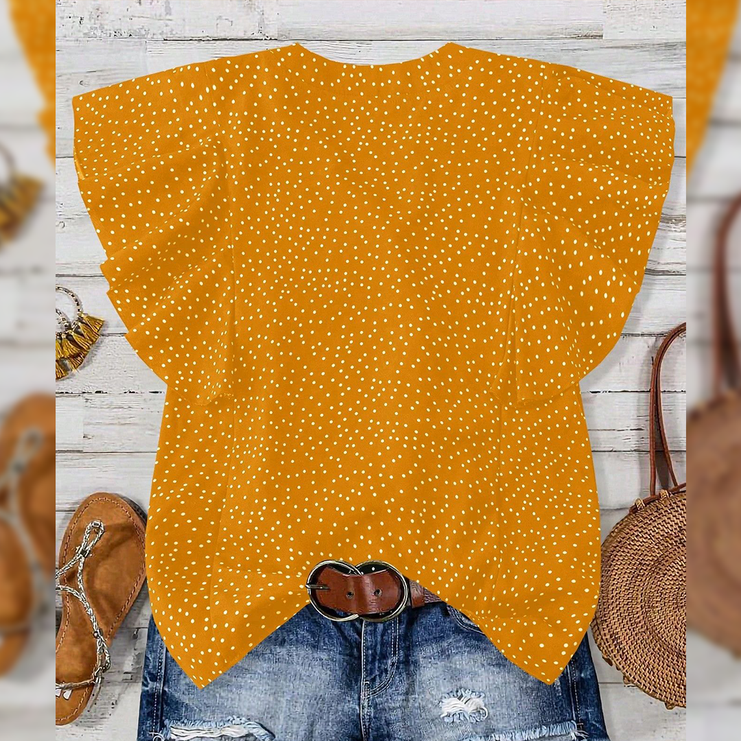 Sleeveless V-Neck Polka Dot Top
