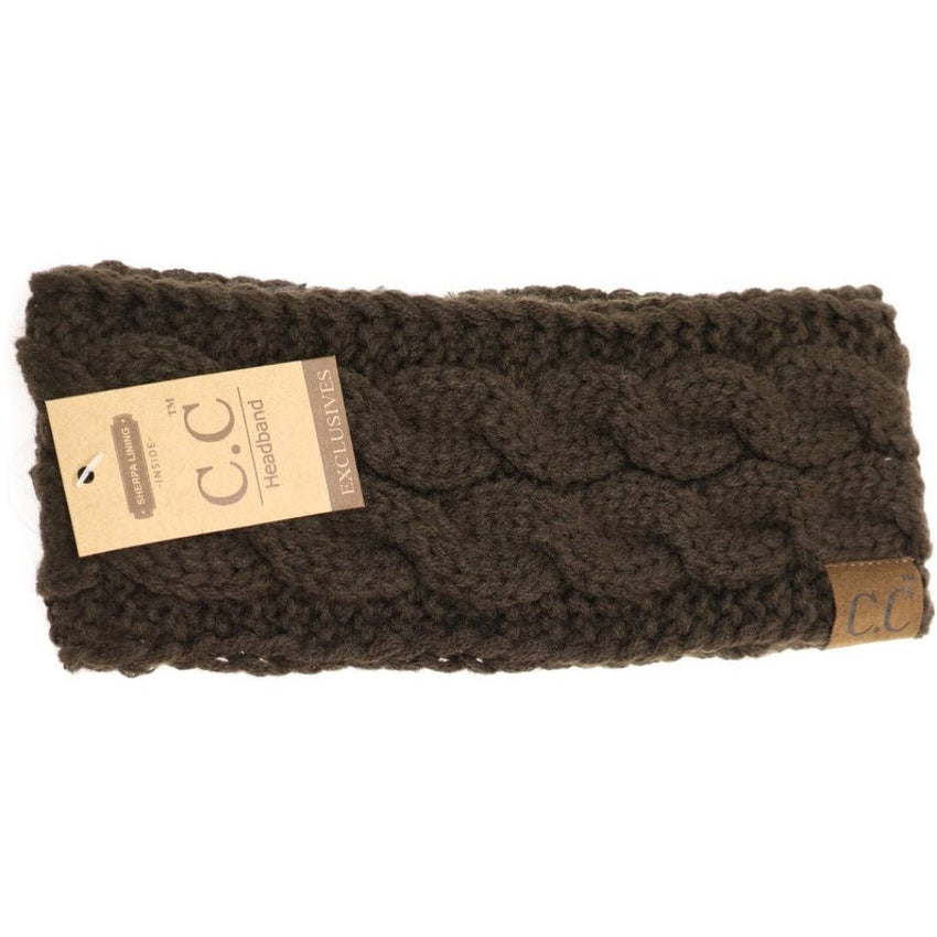 Solid Cable Knit CC Head Wrap HW20: Lt. Melange Grey