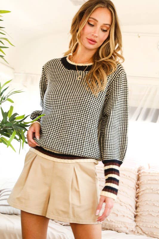 Contrast Rib Detail Sweater