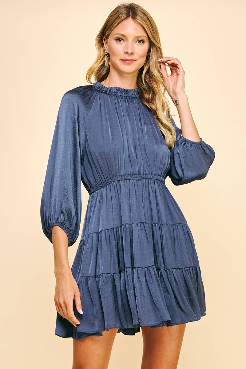 Tiered Satin Mini Dress