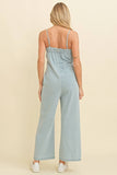 Zipper Back Lined Denim Jumpsuit
