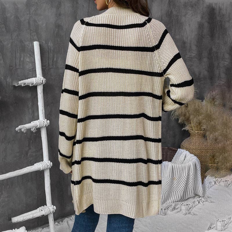 Striped Loose Cardigan Sweater