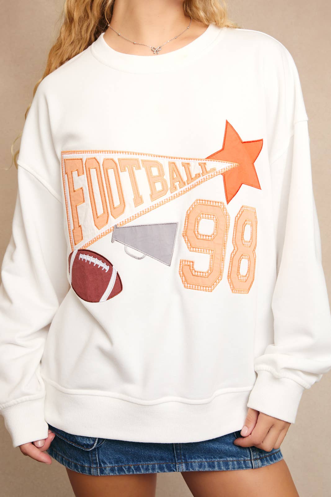 Football Oversized Patchwork Sweatshirt