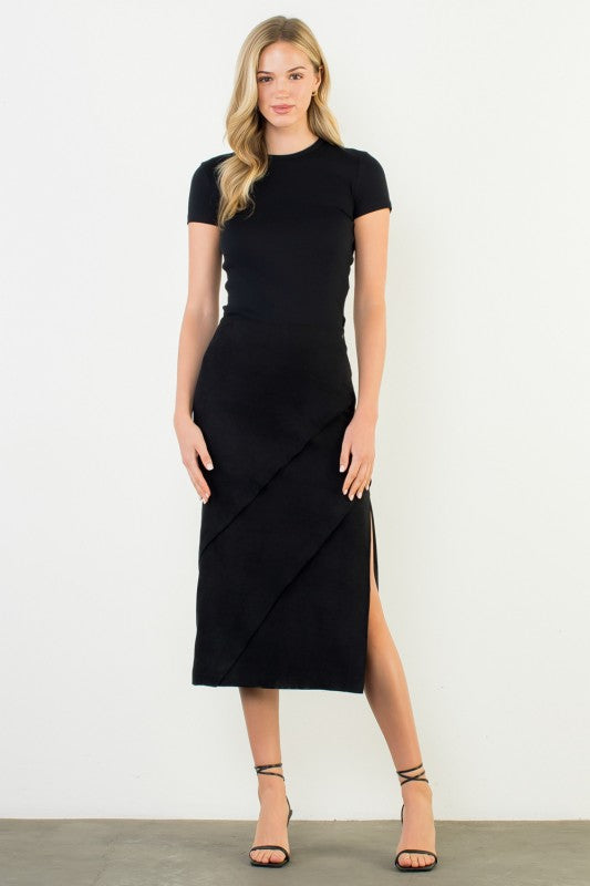 Suede Wrap Detail Midi Skirt