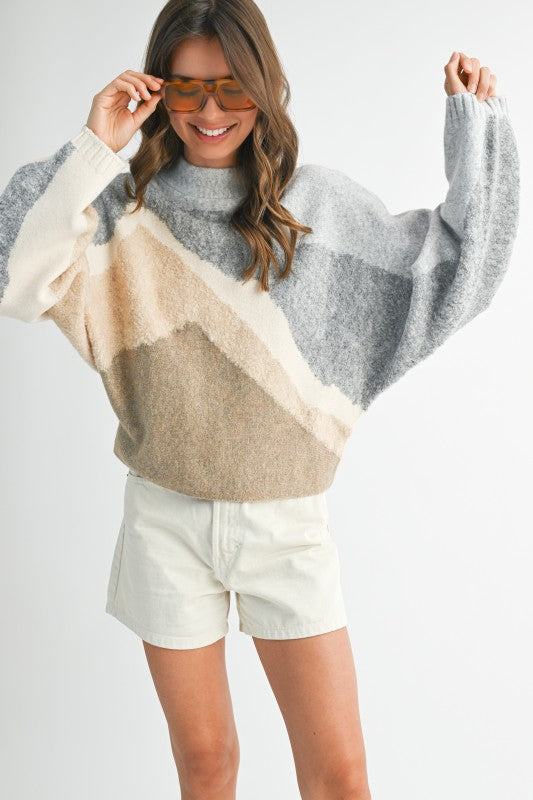 Gray/tan Cozy Sweater