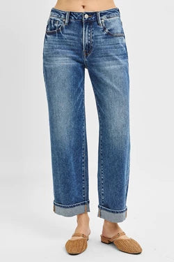 Risen Mid Rise Boyfriend Ankle Jeans