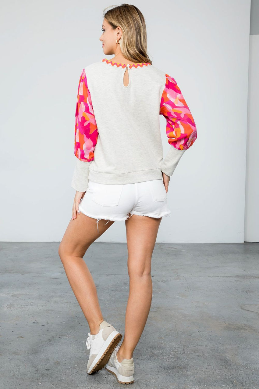 Pattern Sleeve Pullover