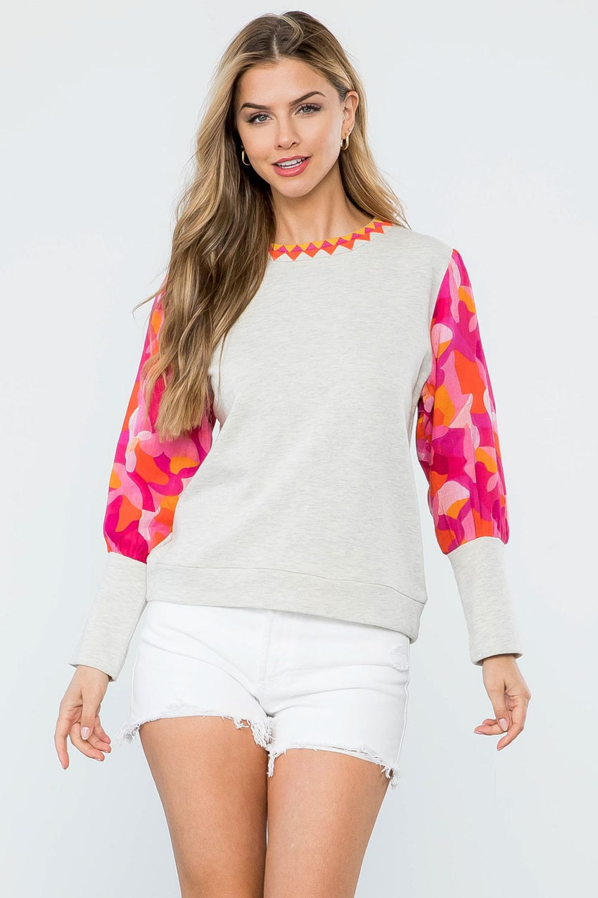 Pattern Sleeve Pullover